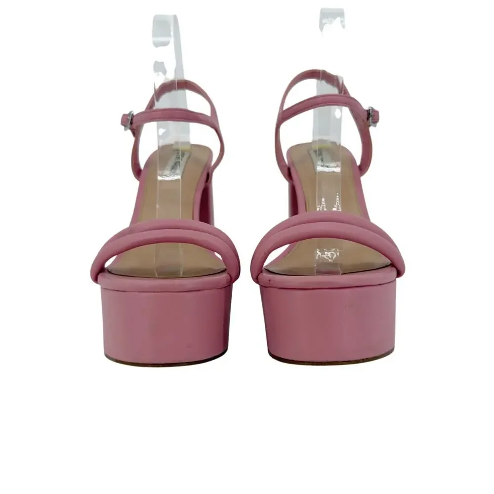 Steve Madden Tille Chunky Platform Sandal Heels size 10 Pink Vegan Leather